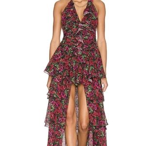 Majorelle high low halter v neck floral dress